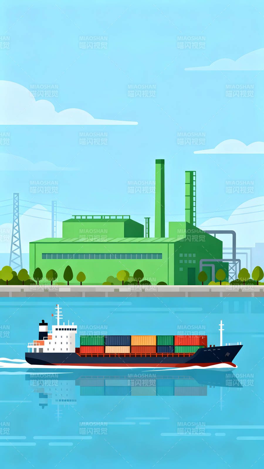 运输船在港口图片