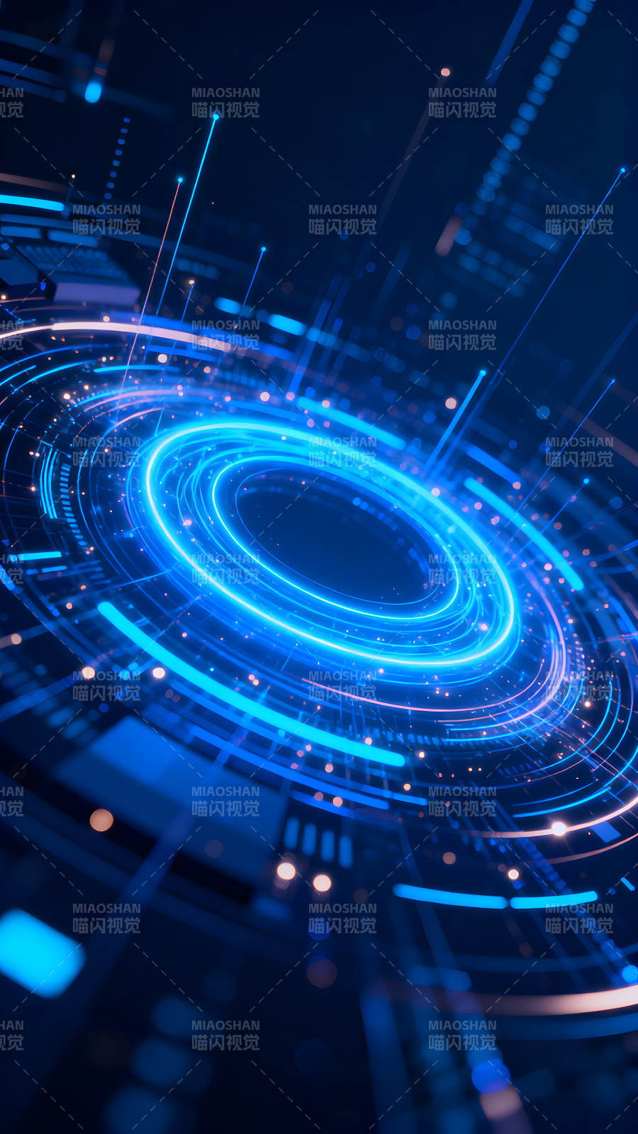 科技感十足的蓝色环形光效图图片