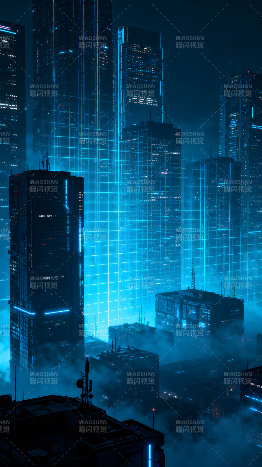 赛博朋克未来城市夜景图片