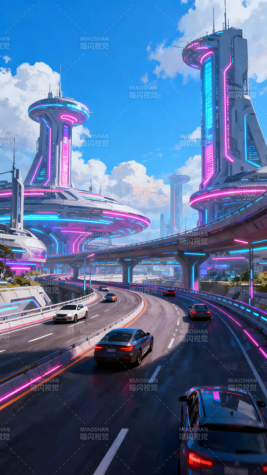 未来城市道路交通繁忙图片