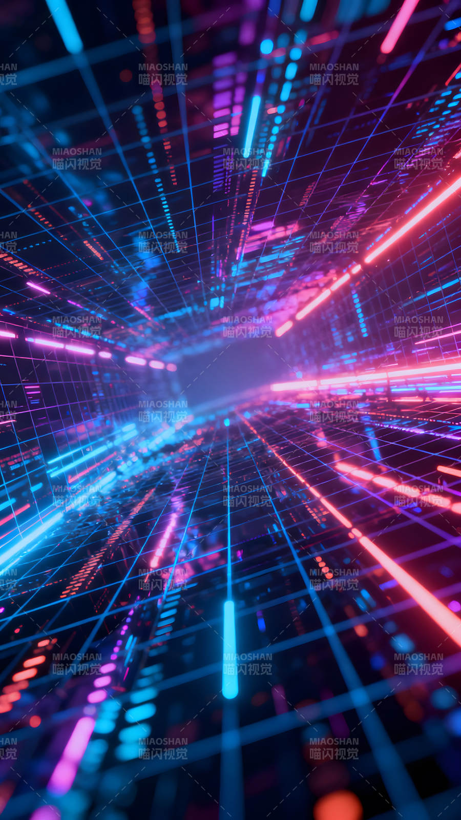 霓虹灯管的数字隧道图片