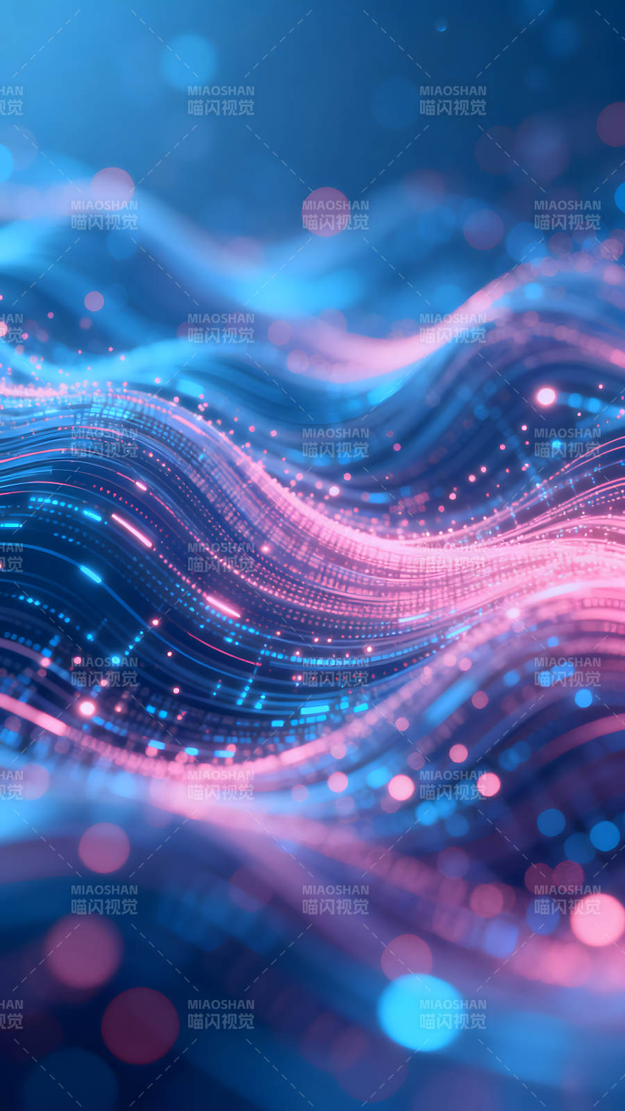 蓝粉色抽象线条光点图片