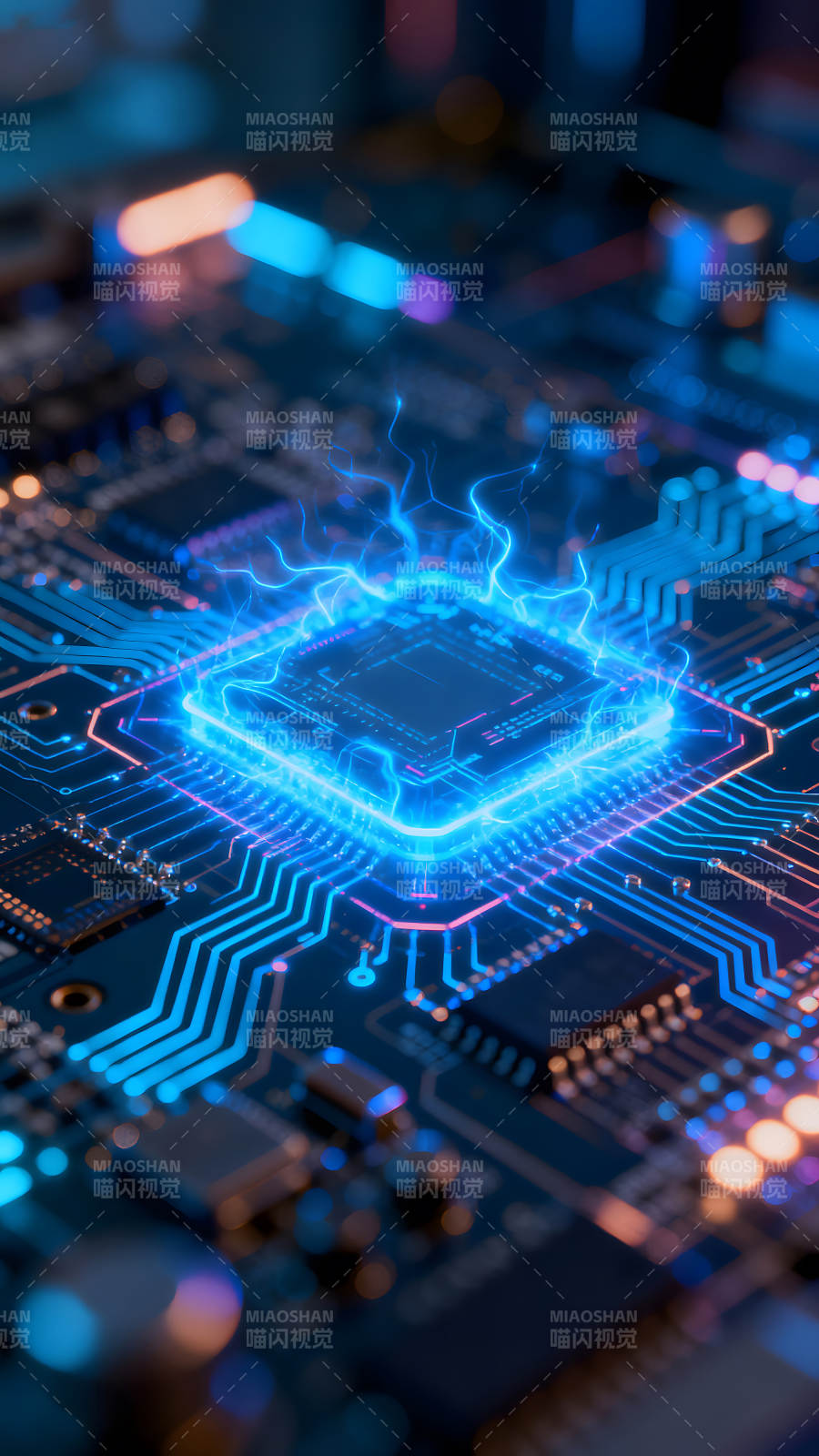 电路板上的发光芯片图片