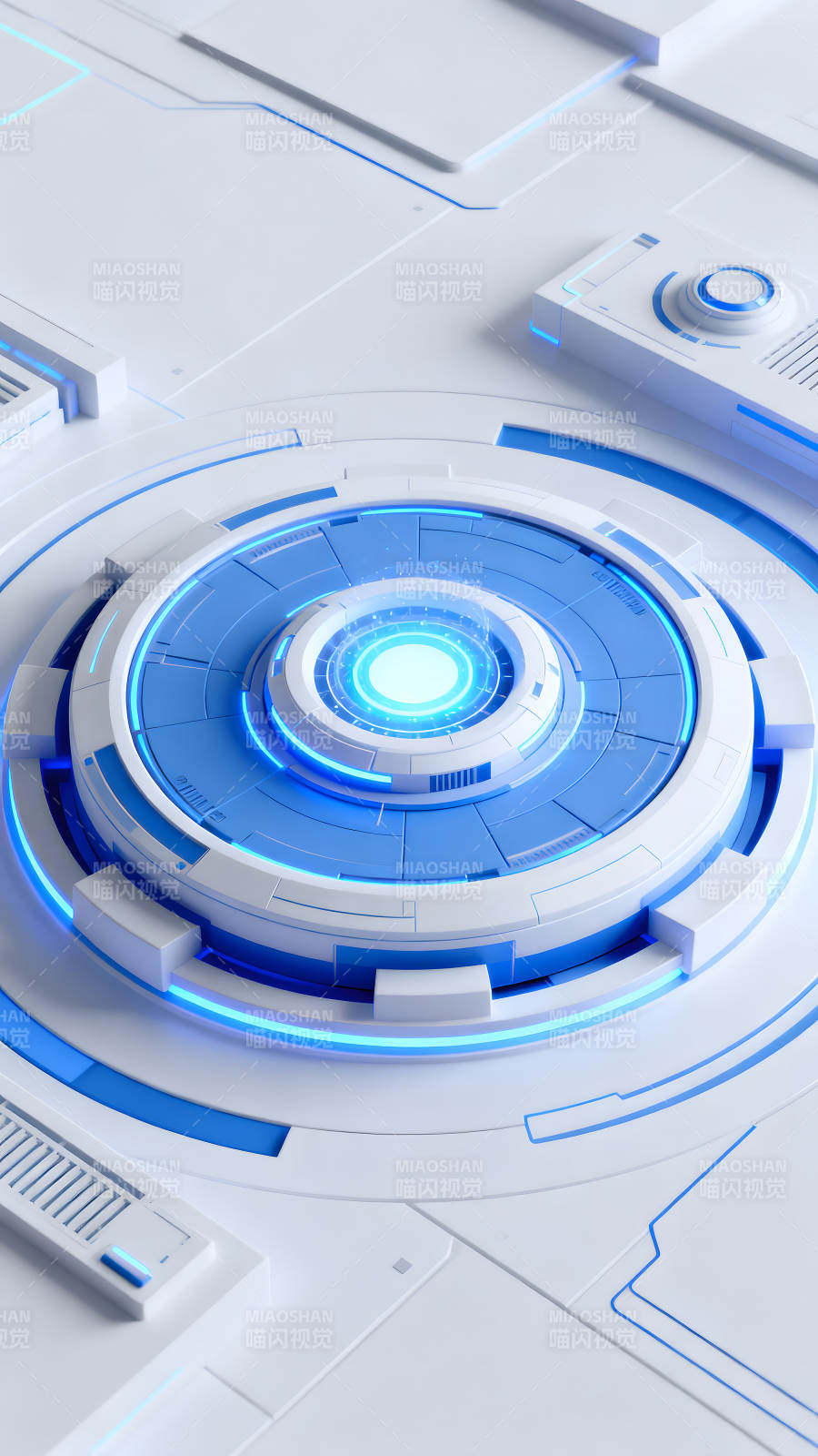 未来科技感十足的蓝色环形装置图片