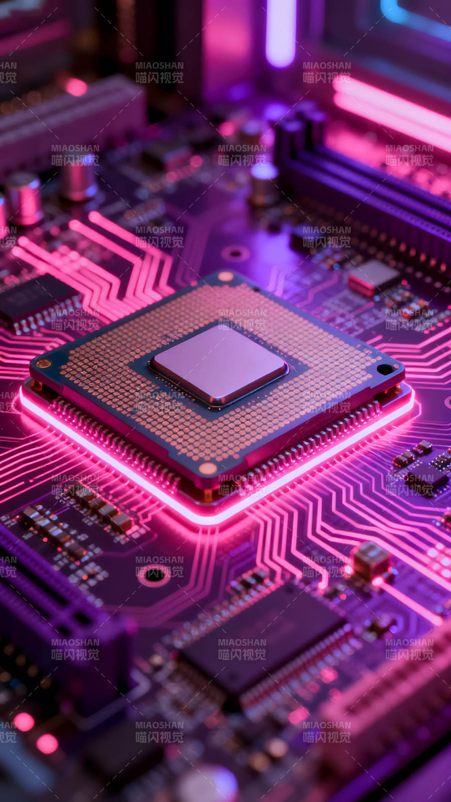电脑芯片特写科技感十足图片