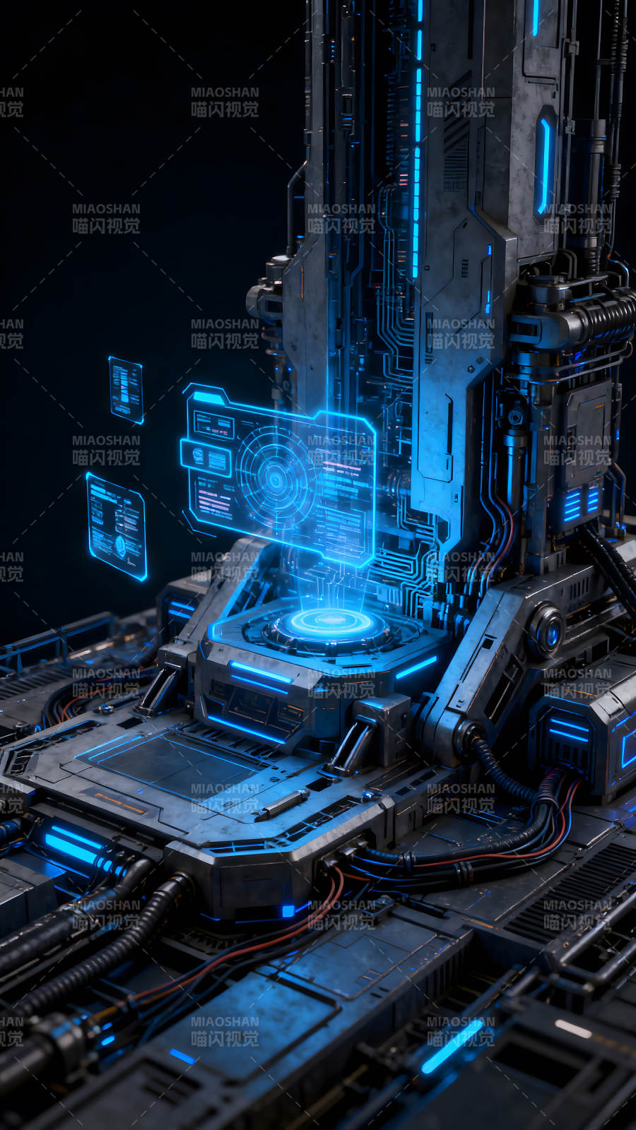 未来科技设备蓝色光效科幻感十足图片
