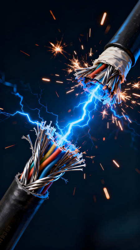 电线断裂火花飞溅图片