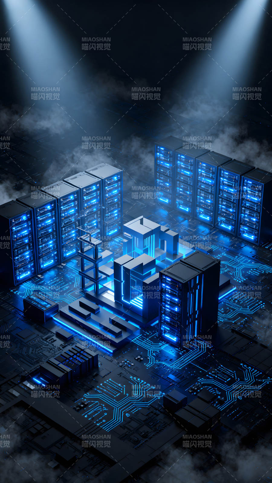 未来数据中心科技感十足图片