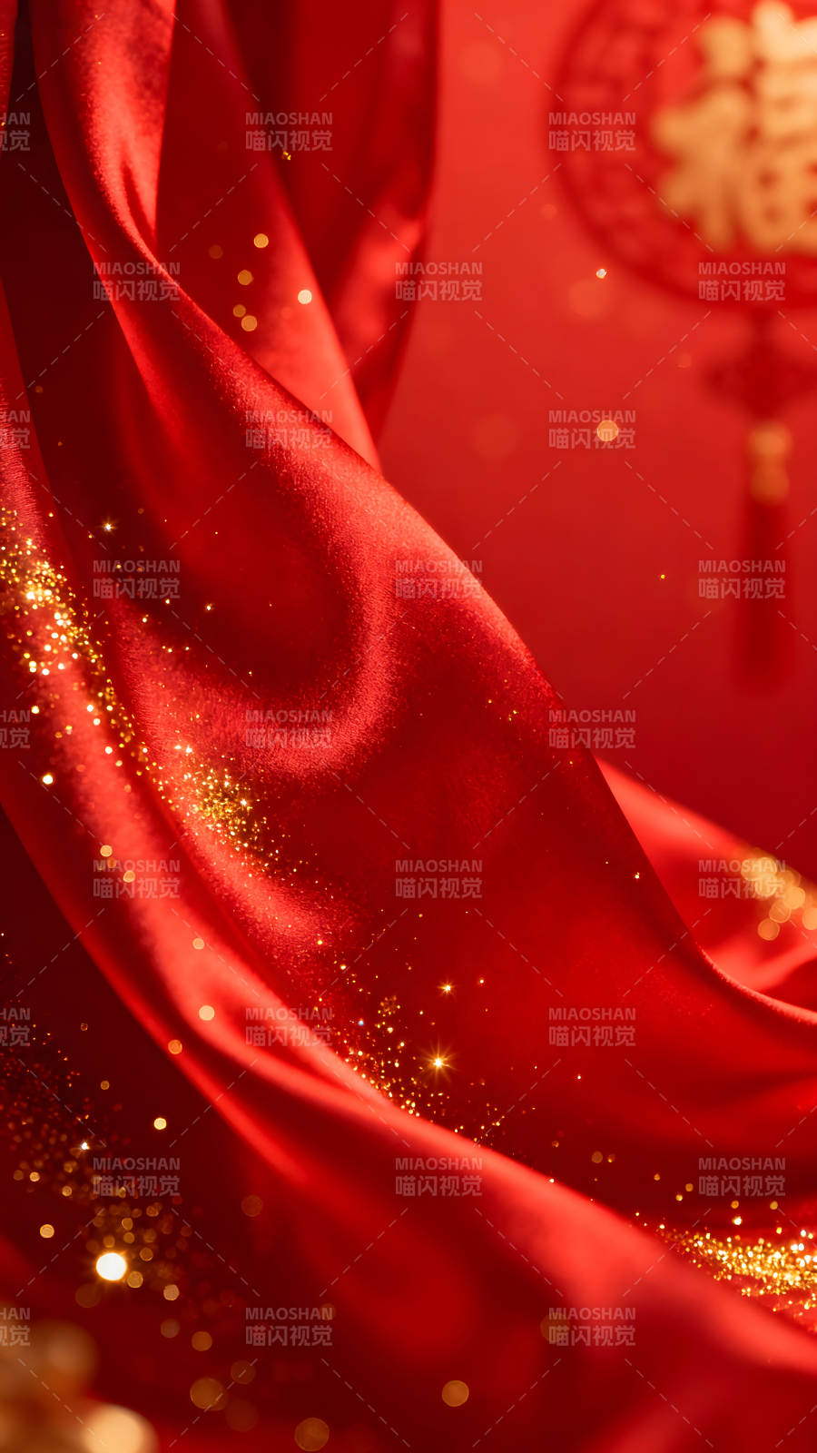 喜庆红色绸缎装饰闪耀图片