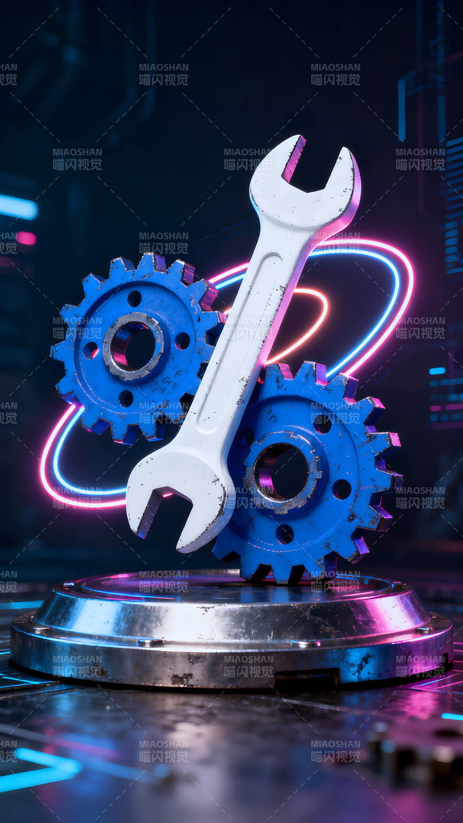 机械工具与齿轮的科技感展示图片