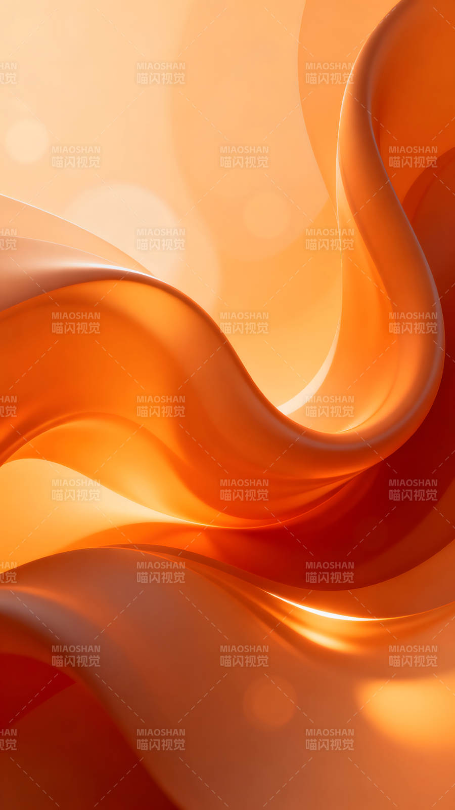 橙色抽象流动曲线图片