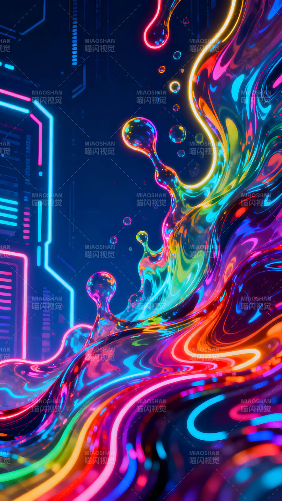 霓虹灯光色彩流动的美丽抽象图图片
