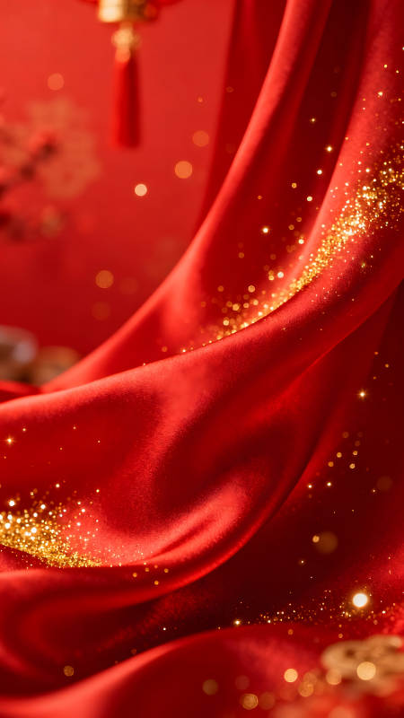 红色丝绸质感新年背景图片