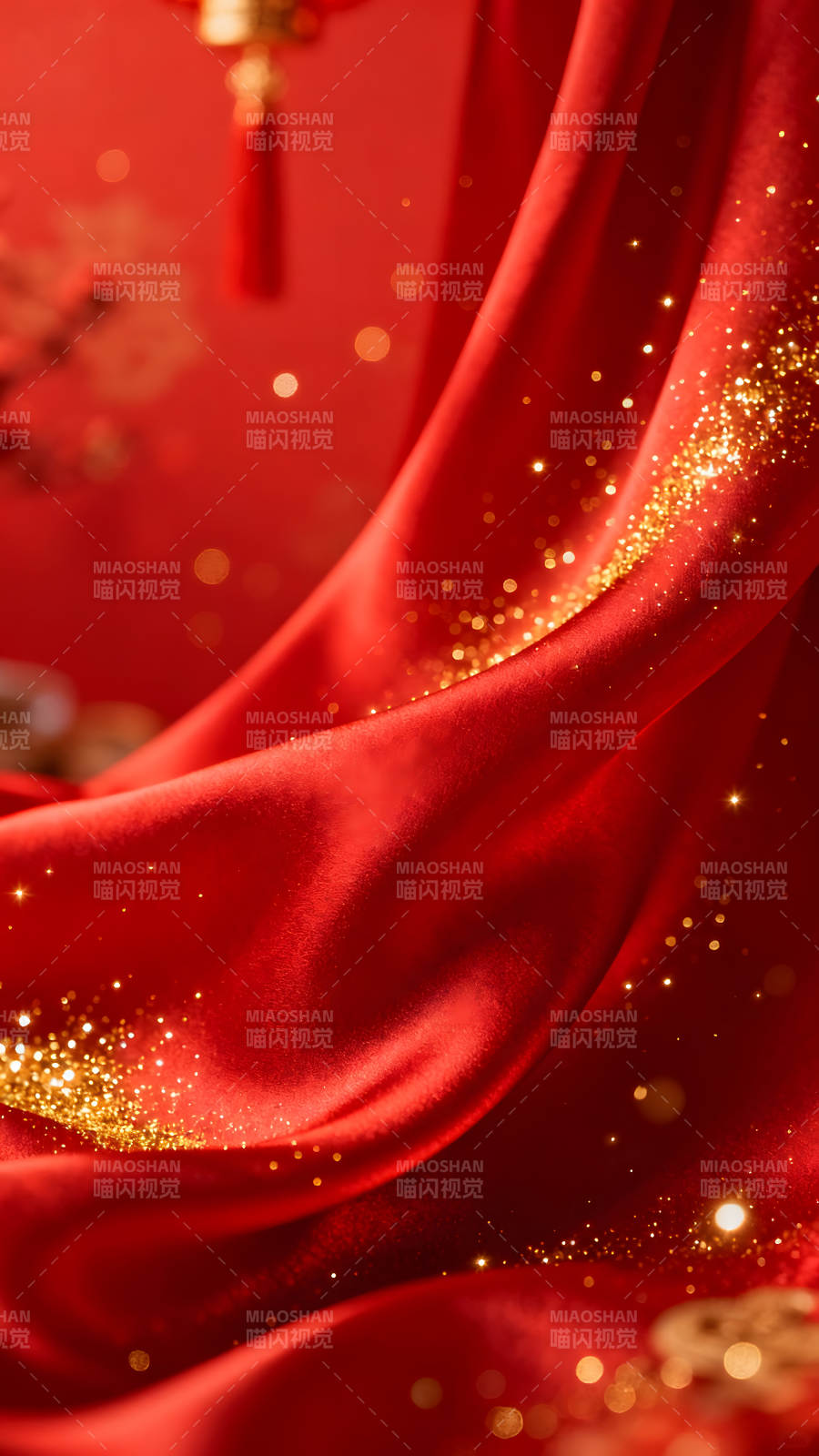 红色丝绸质感新年背景图片