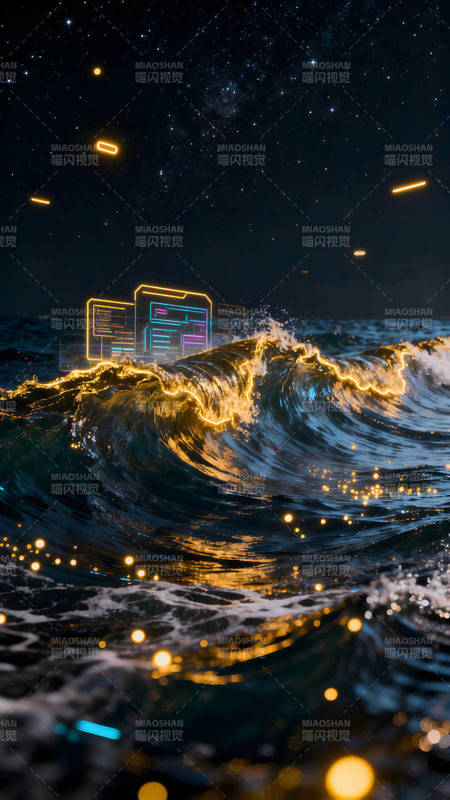 夜空下的科技浪潮图片