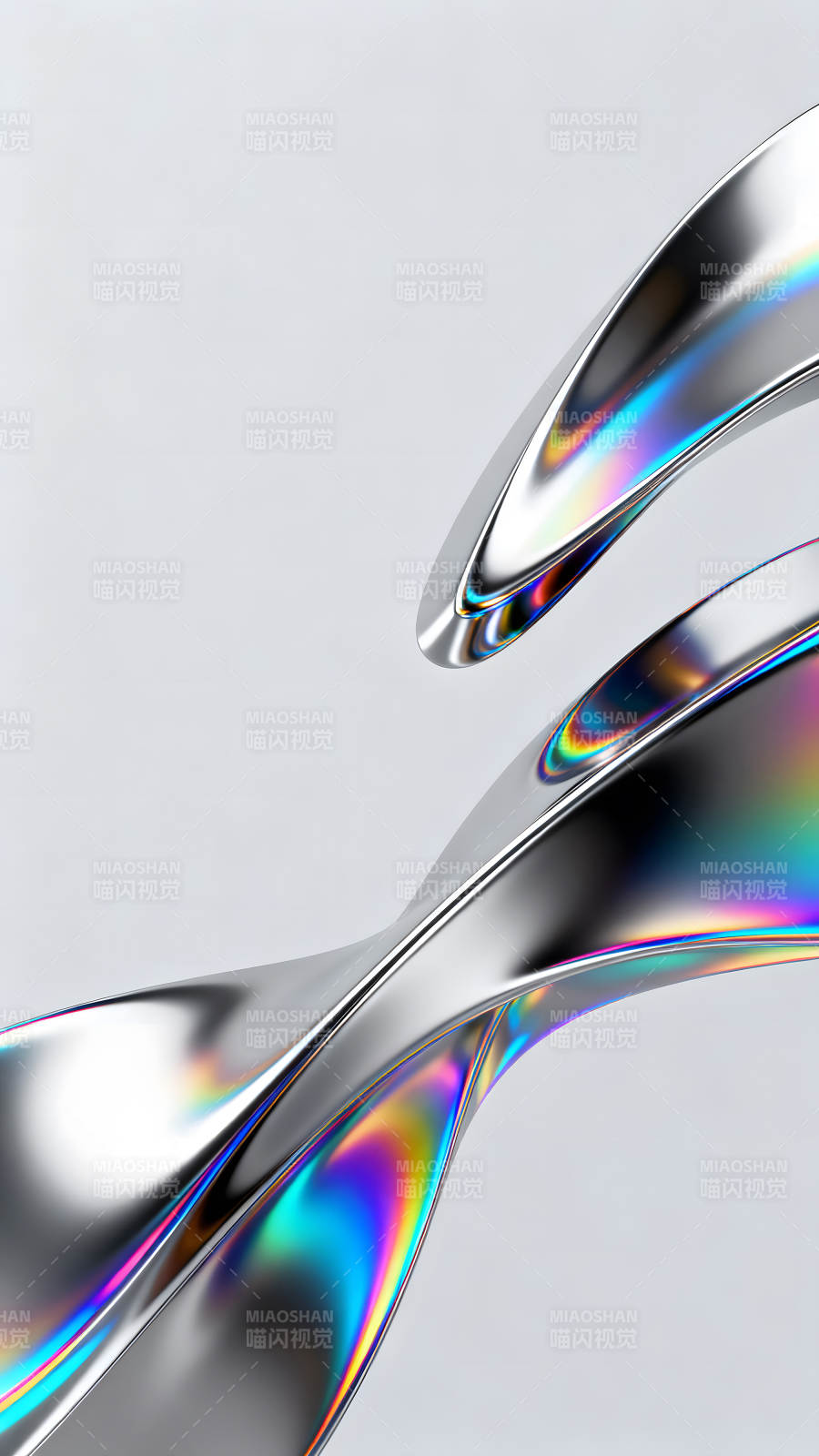 金属扭曲流体光影呈现抽象美感图片