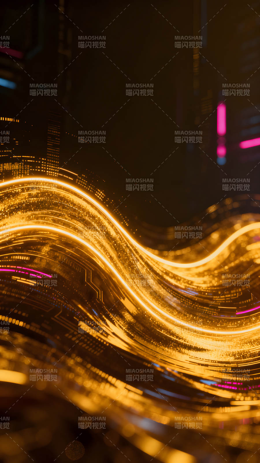 抽象的数字光线流动科技感十足图片