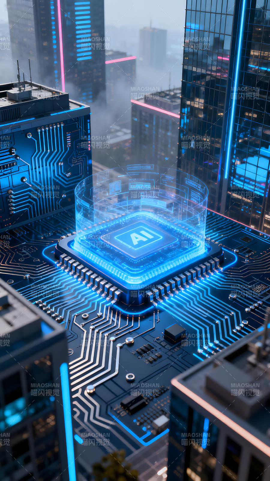 AI芯片城市数字互联图片
