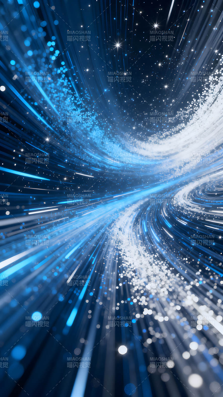 蓝色的星云和光束构成动态效果图片