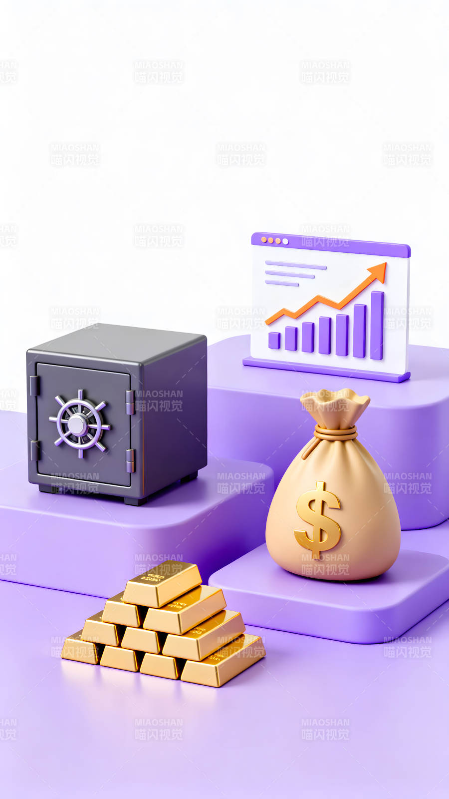 金融投资与财富增长的3D插画图片