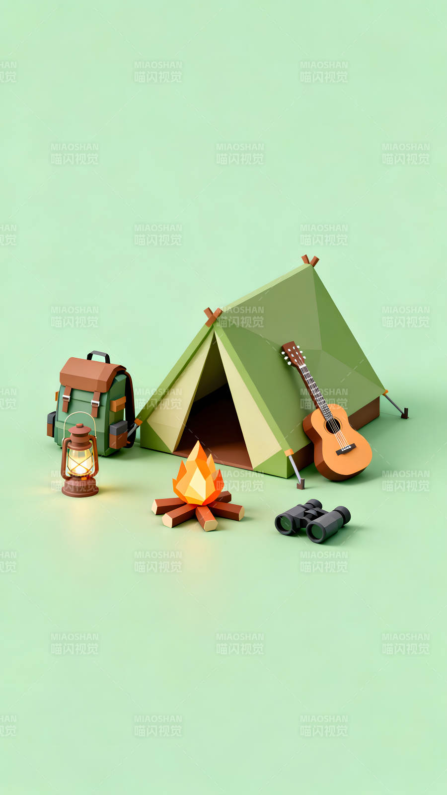 露营的装备卡通风格背景图片