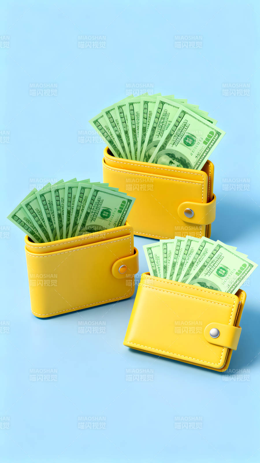 钱包与百元美钞的特写展示图片