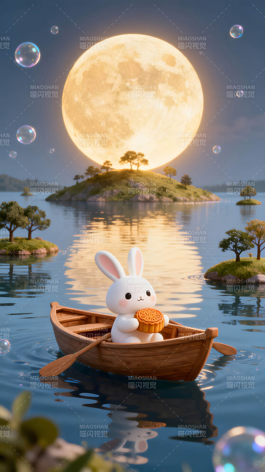 中秋节可爱兔子赏月图片