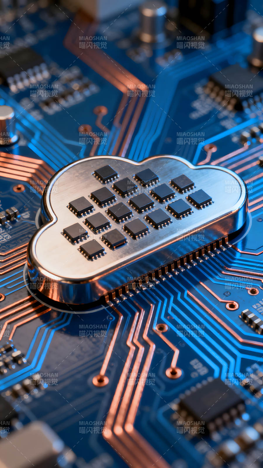 云芯片电路板特写象征云计算图片