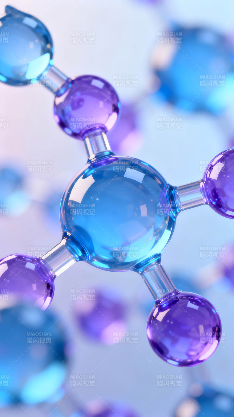 分子结构蓝色紫色球体图片