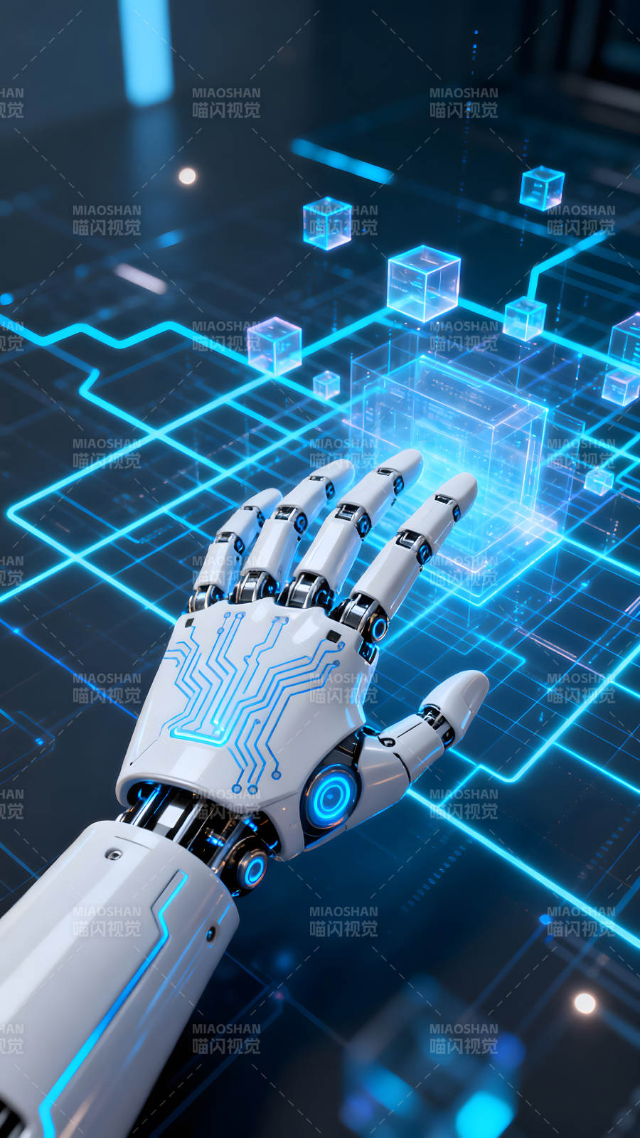 机器手与科技网络图景图片