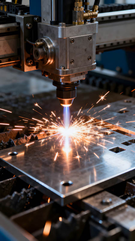 激光切割金属板火花四溅图片