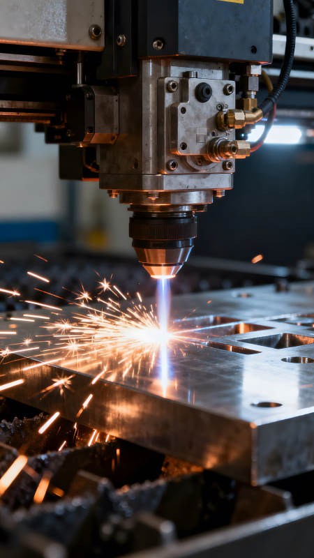 激光切割金属板火花四溅图片