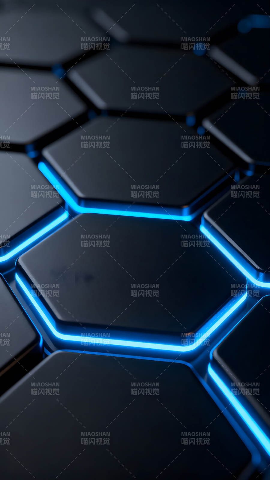 蓝光蜂窝结构科技感十足图片