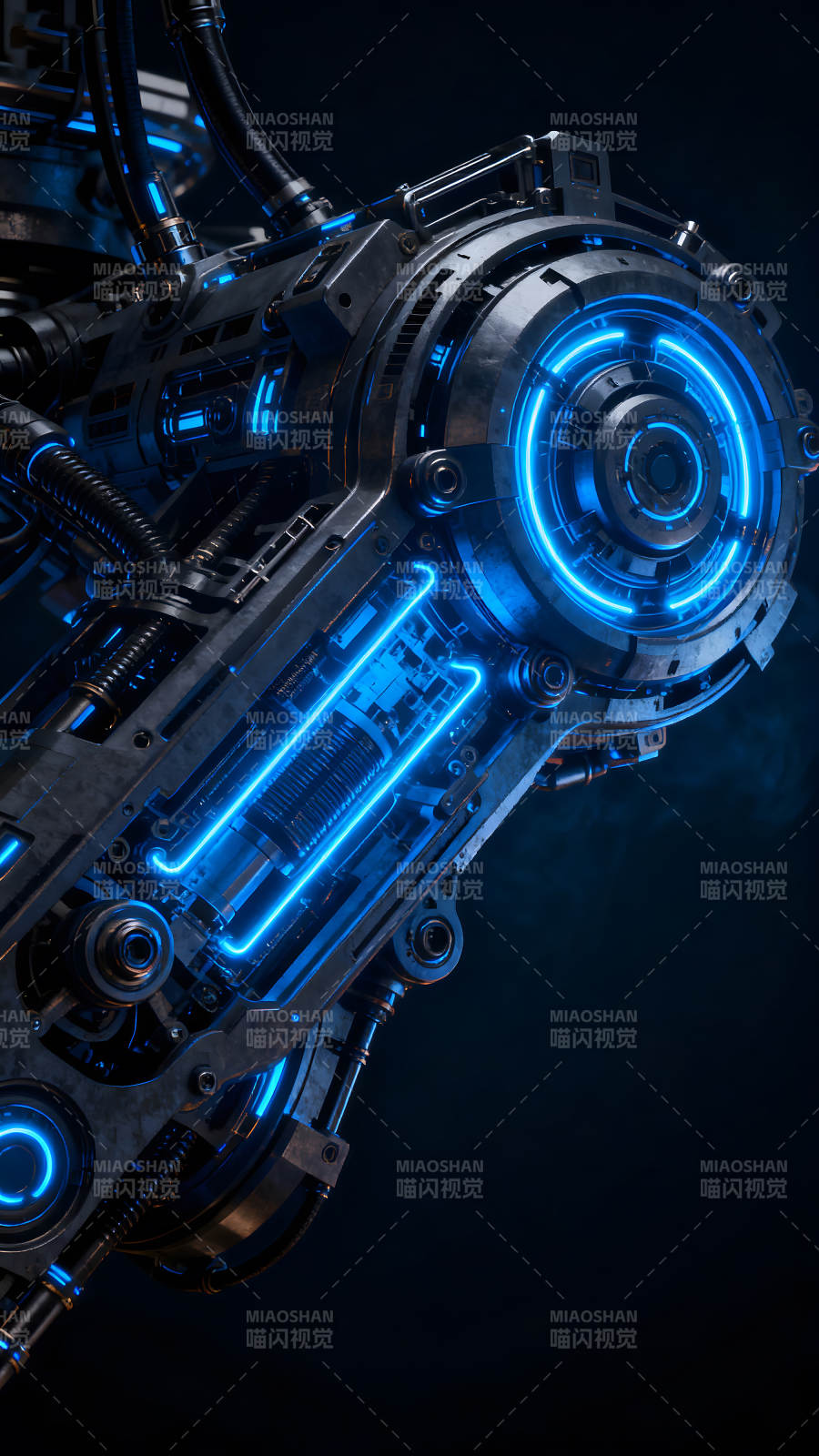 科幻机械装置特写蓝光效果图片