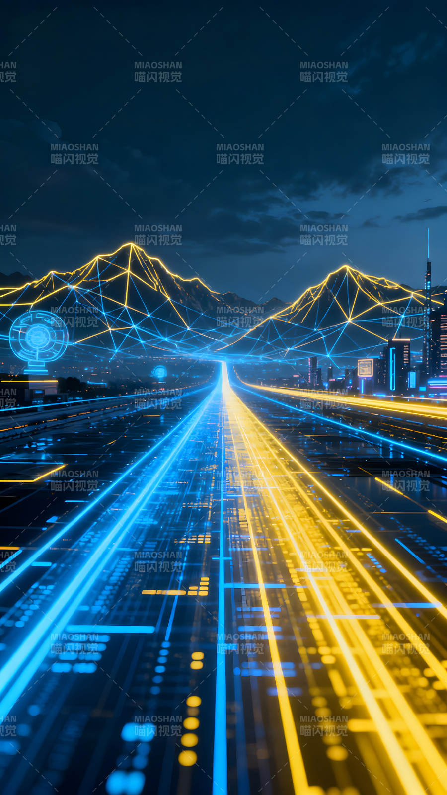 科技感未来城市夜景图片