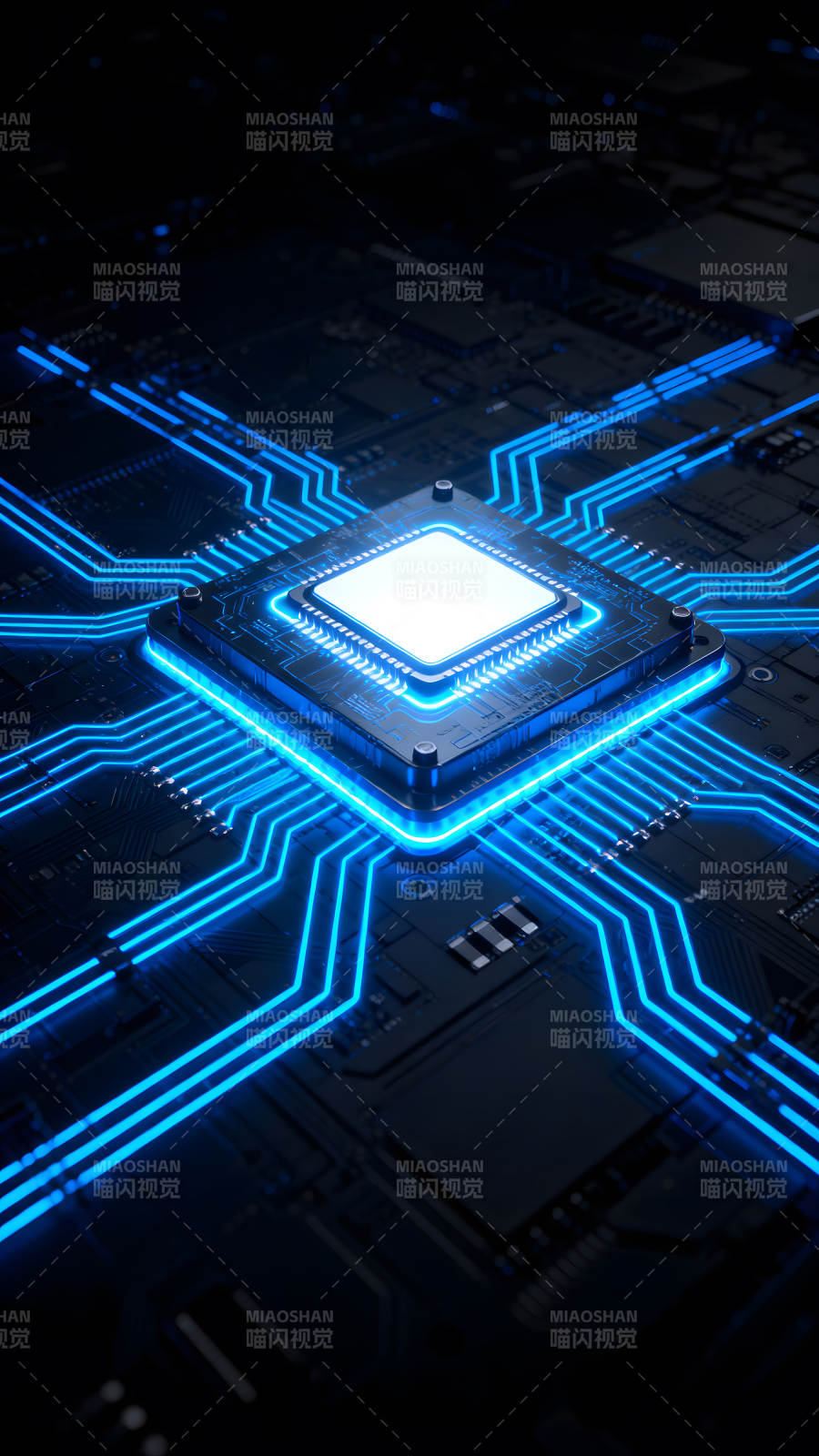 电子芯片特写科技感十足图片
