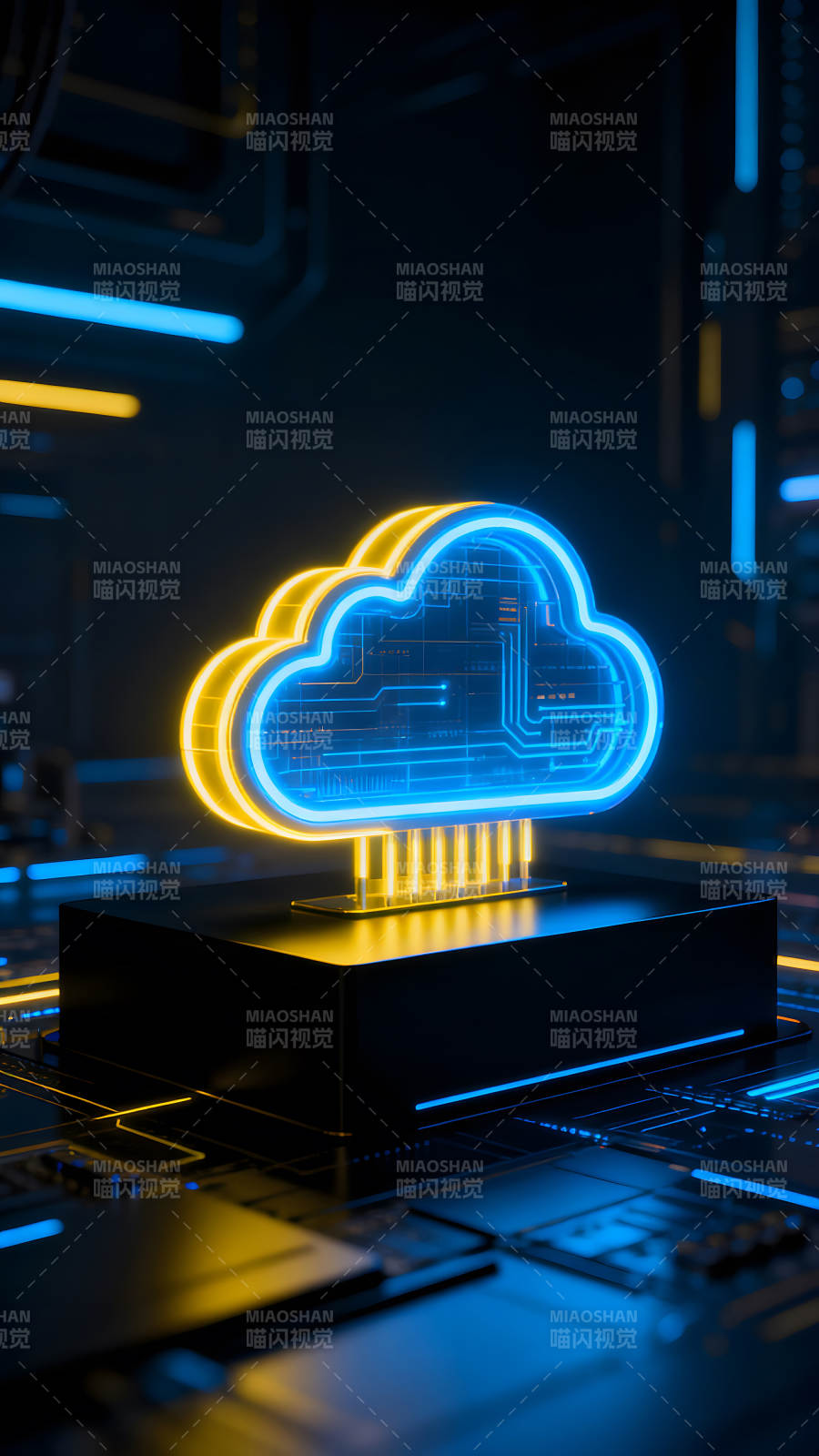 云存储科技感十足的场景图片