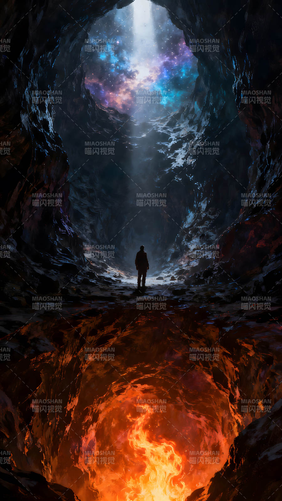 宇宙之门与火焰深渊的奇幻景象图片
