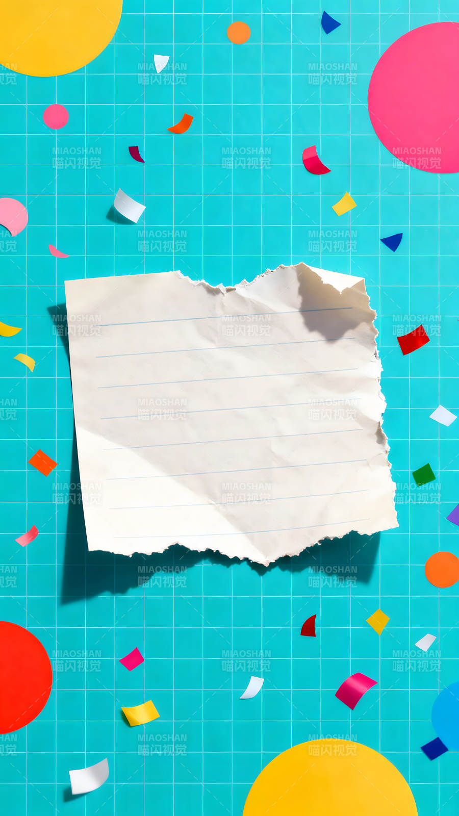彩色元素与纸张的创意组合图片