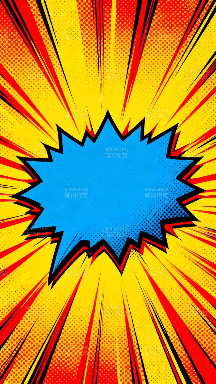 漫画风格的爆炸背景蓝色的对话框图片