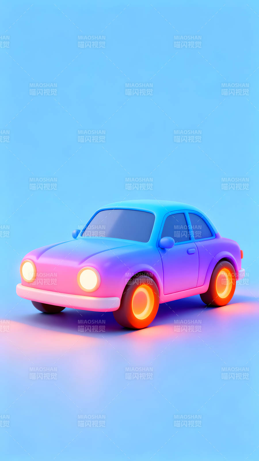 卡通风格的渐变色小汽车图片
