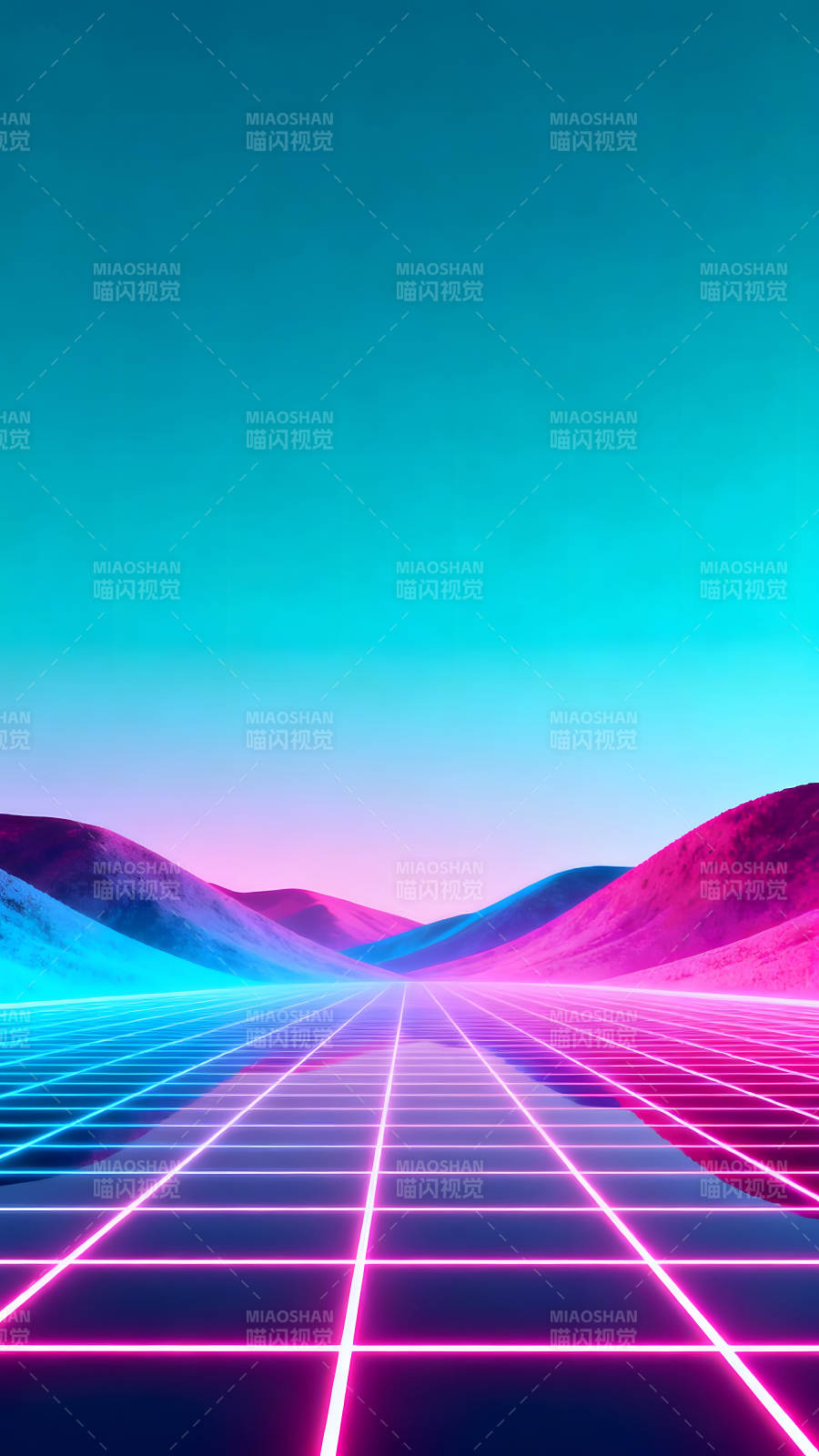 霓虹灯光山脉风景图片