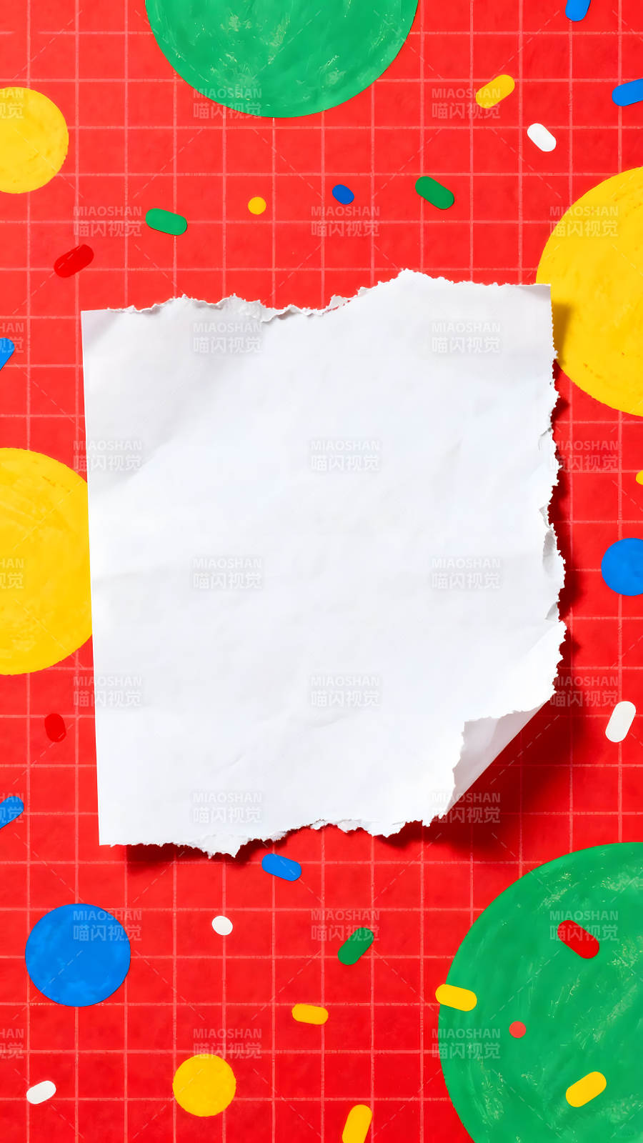 红底衬纸几何图形拼贴图片