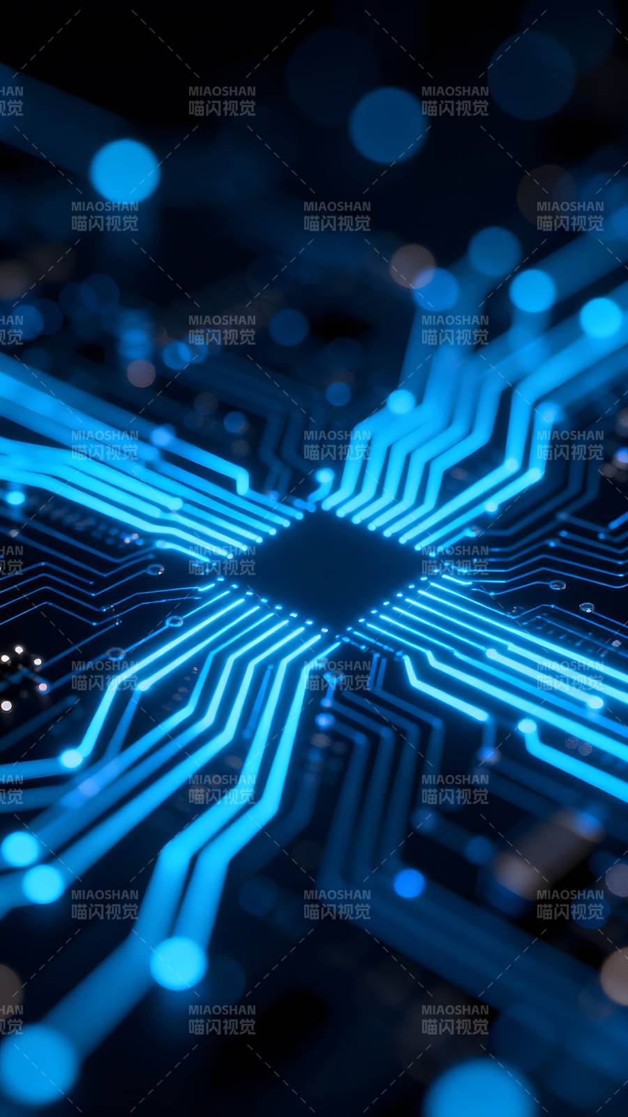 电路板蓝光科技感十足图片