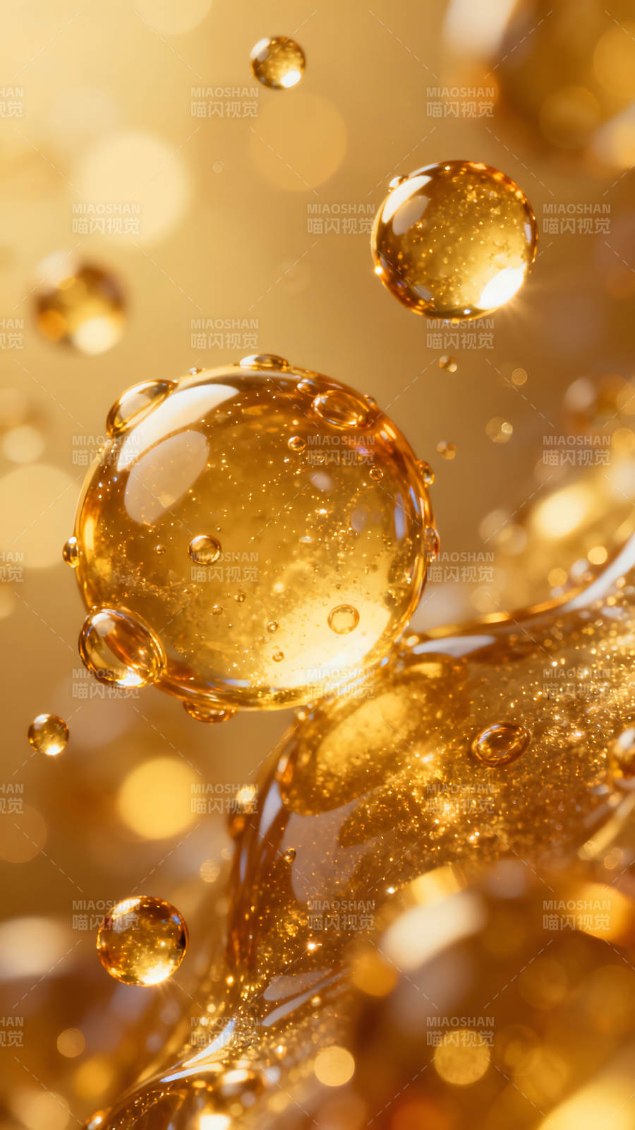 金黄色液体滴落特写图片