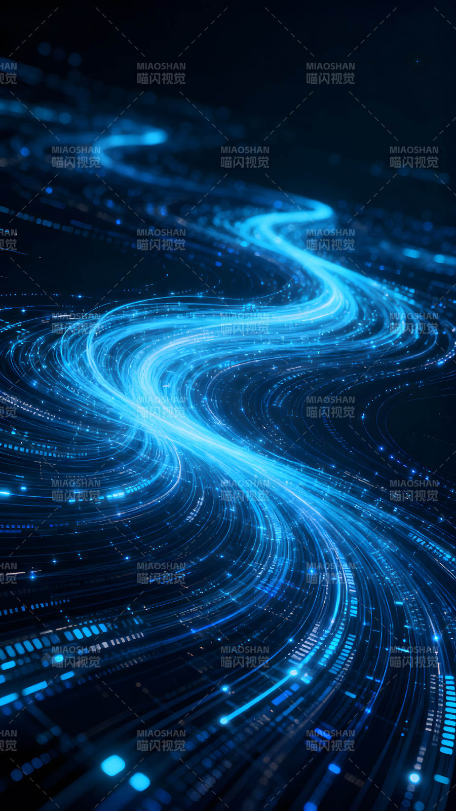 蓝光数据流动的抽象艺术图片