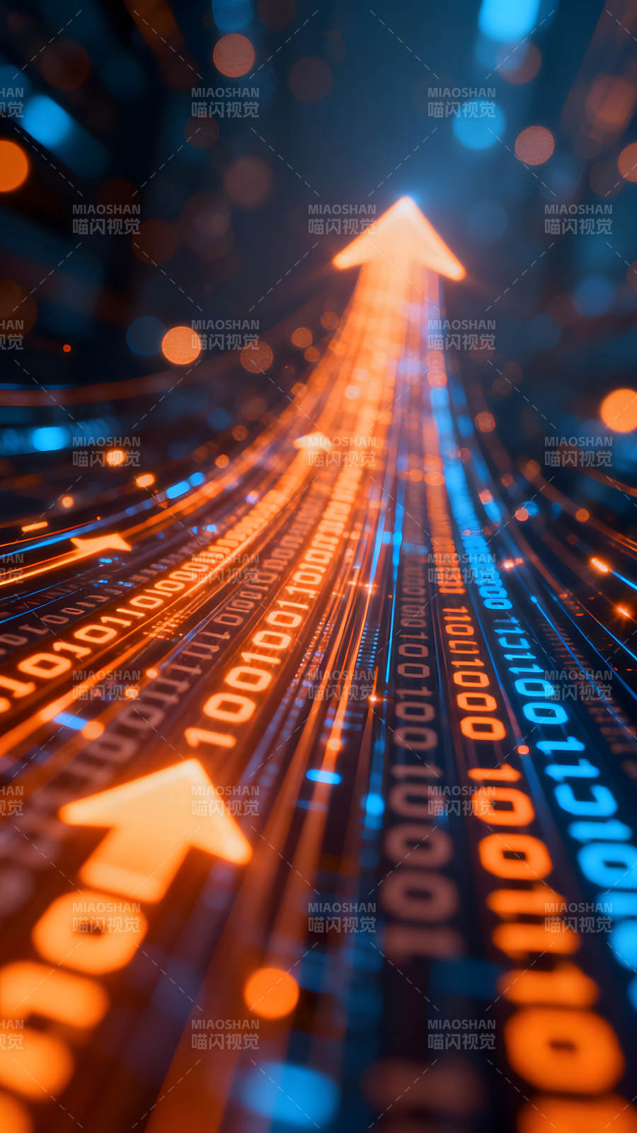 数据传输箭头向上数字二进制图片