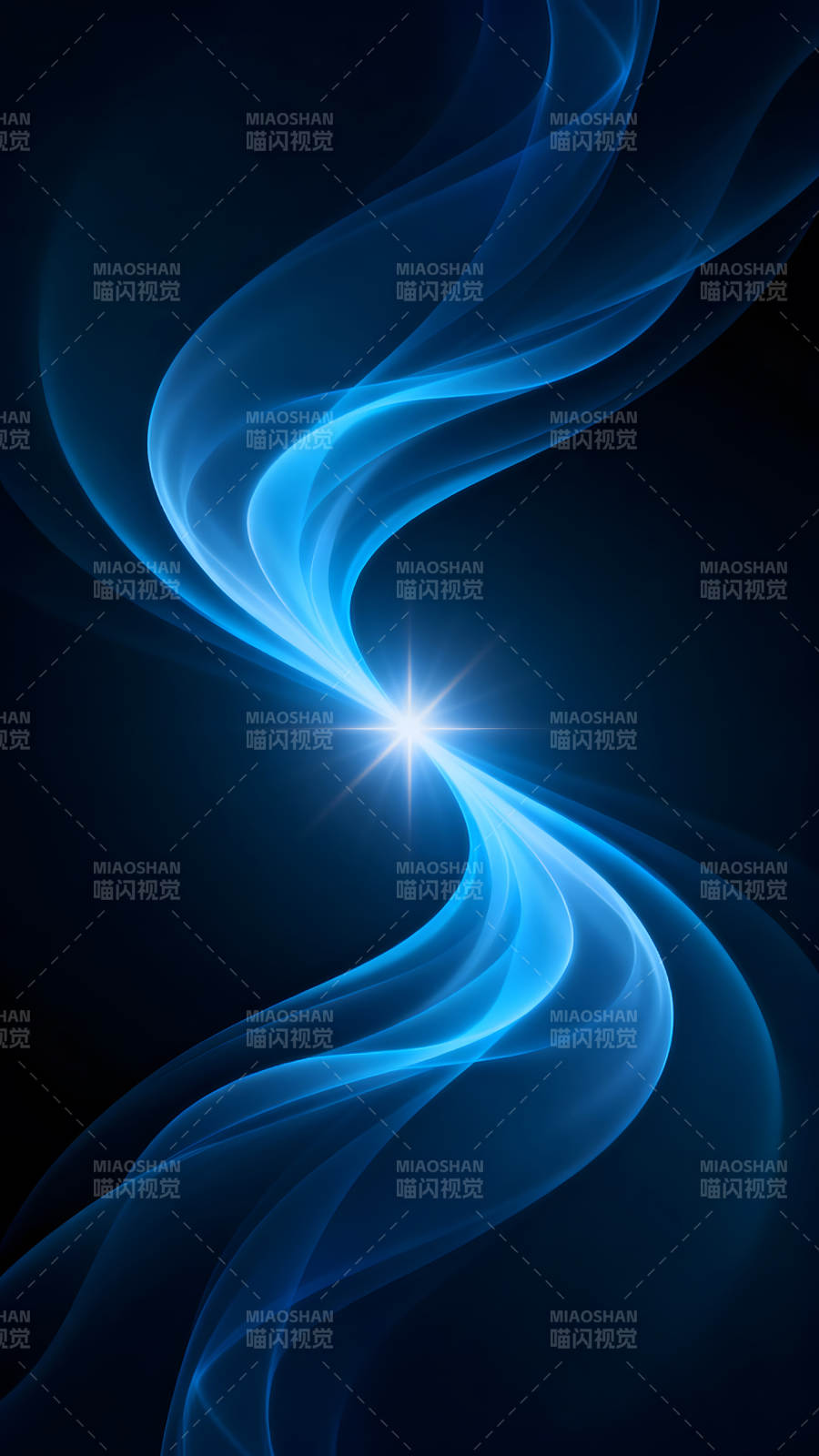 蓝色光芒环绕中心光点图片