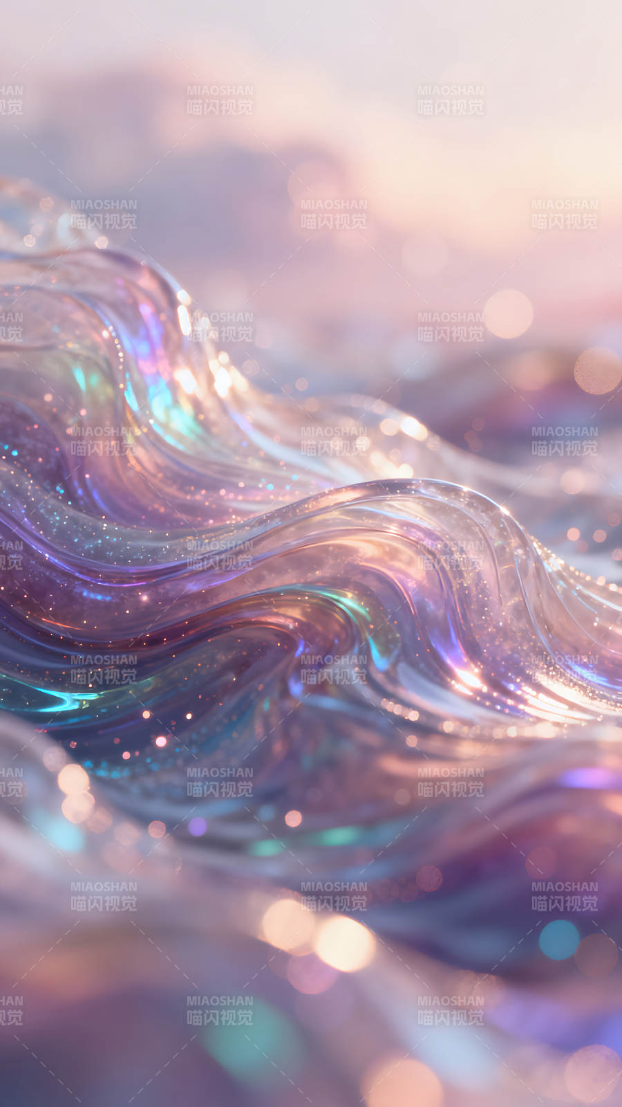 梦幻般的透明波浪景象图片