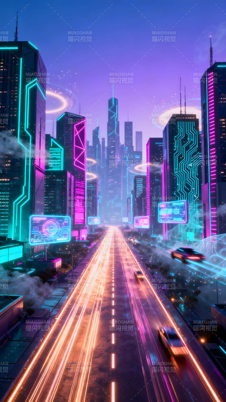 赛博朋克未来城市夜景图片